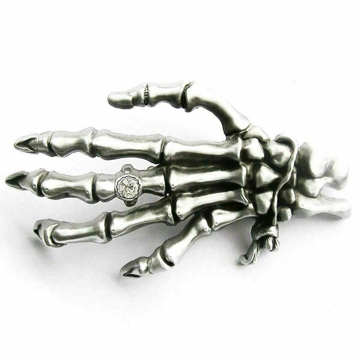 Rhinestone Skull Finger Ring Hand Metal Fashion Belt Buckle