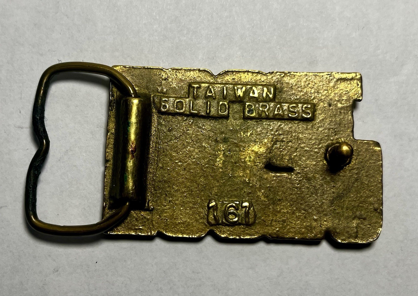 Vintage Jesse Solid Brass Belt Buckle Gold Antique Finish 1.5&Prime; Taiwan
