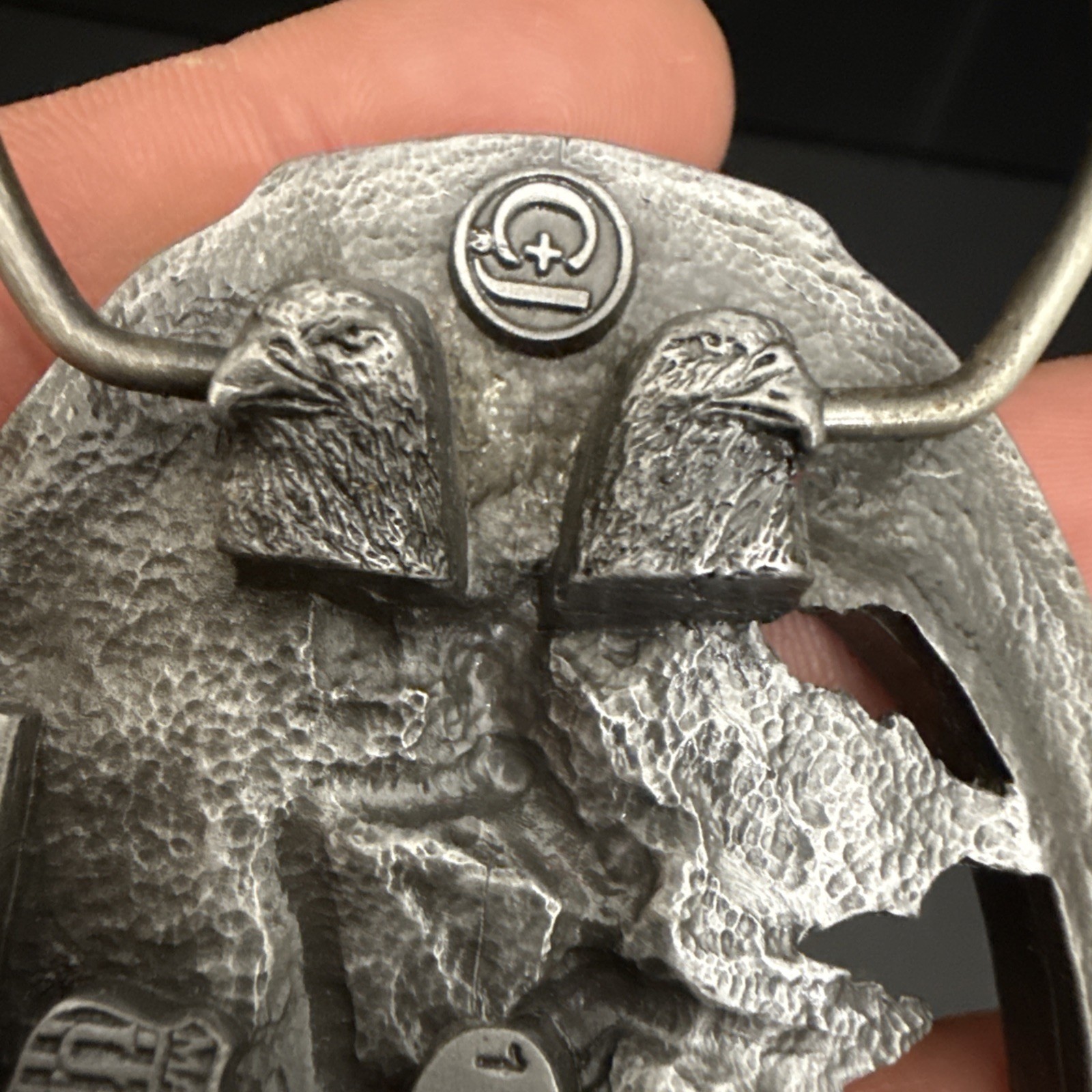 NICE PEWTER 1990 C + J INC DEER SCENE AND ANTLER BELT BUCKLE MADE IN USA