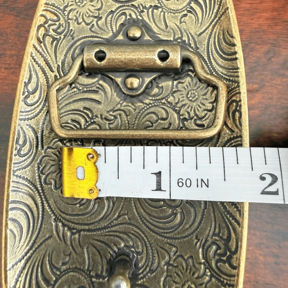 Western Antique Brass Tone Concho Buckle with Turquoise Accent