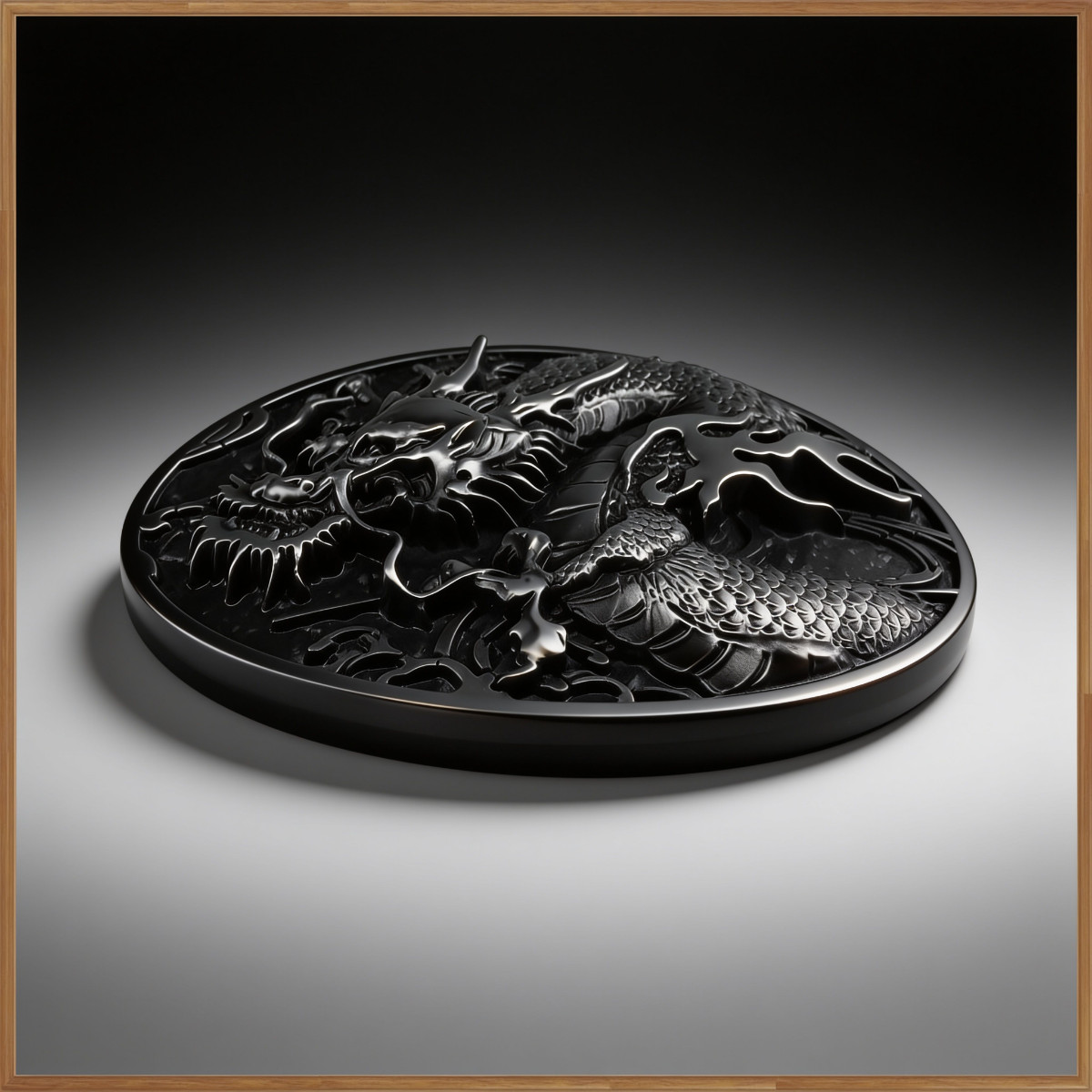 Antique Silver Tone Dragon Belt Buckle Oval 3D Chinese Men Western Biker Gothic