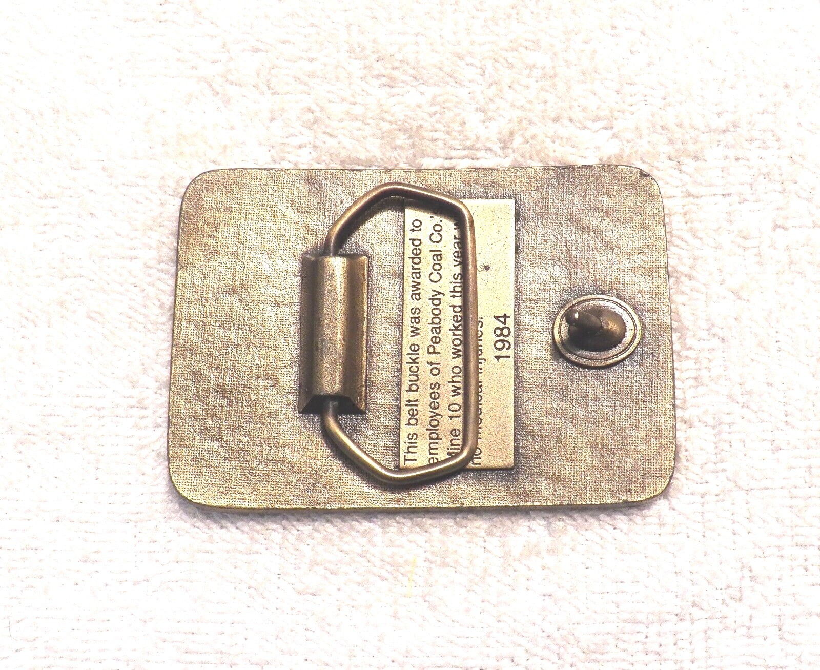 CLASSIC BELT BUCKLE SAFE WORKER AWARD PRODUCTION PEABODY COAL CO 1951-1984 BB12