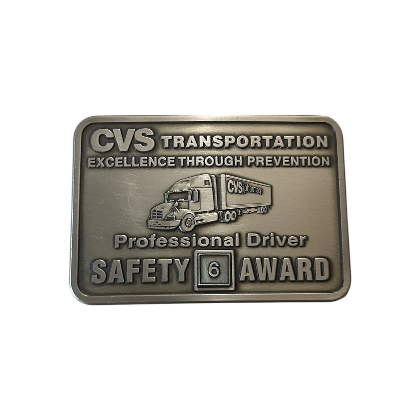 CVS Transportation Professional Driver Safety Award 6 Year Belt Buckle Silver