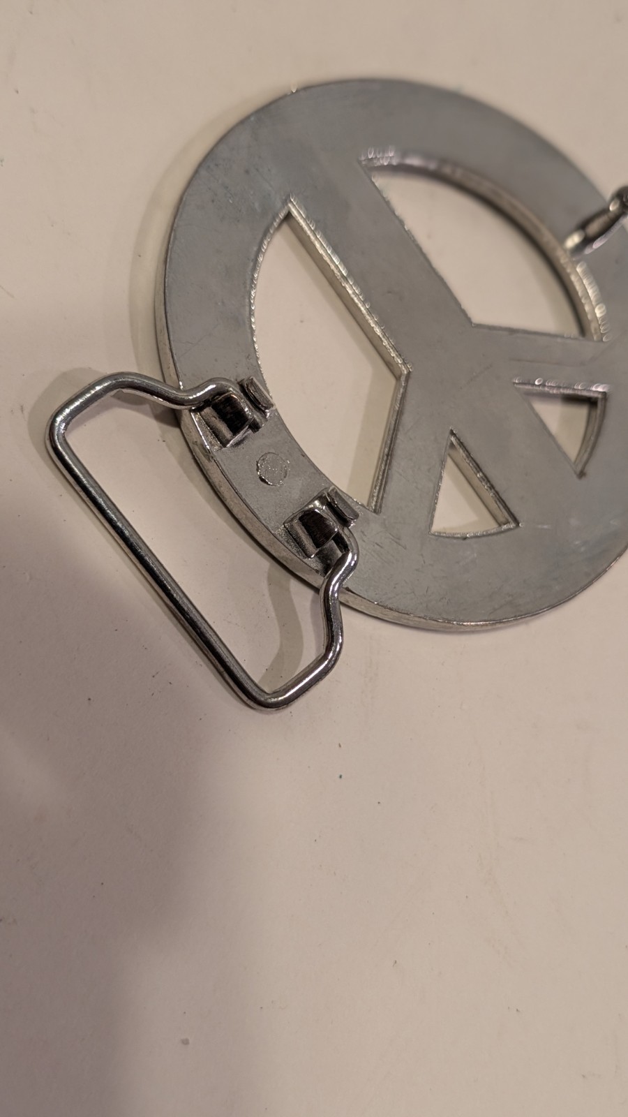 Vintage Style Black & Silver Peace Sign Belt Buckle Hippie Punk Emo Y2K