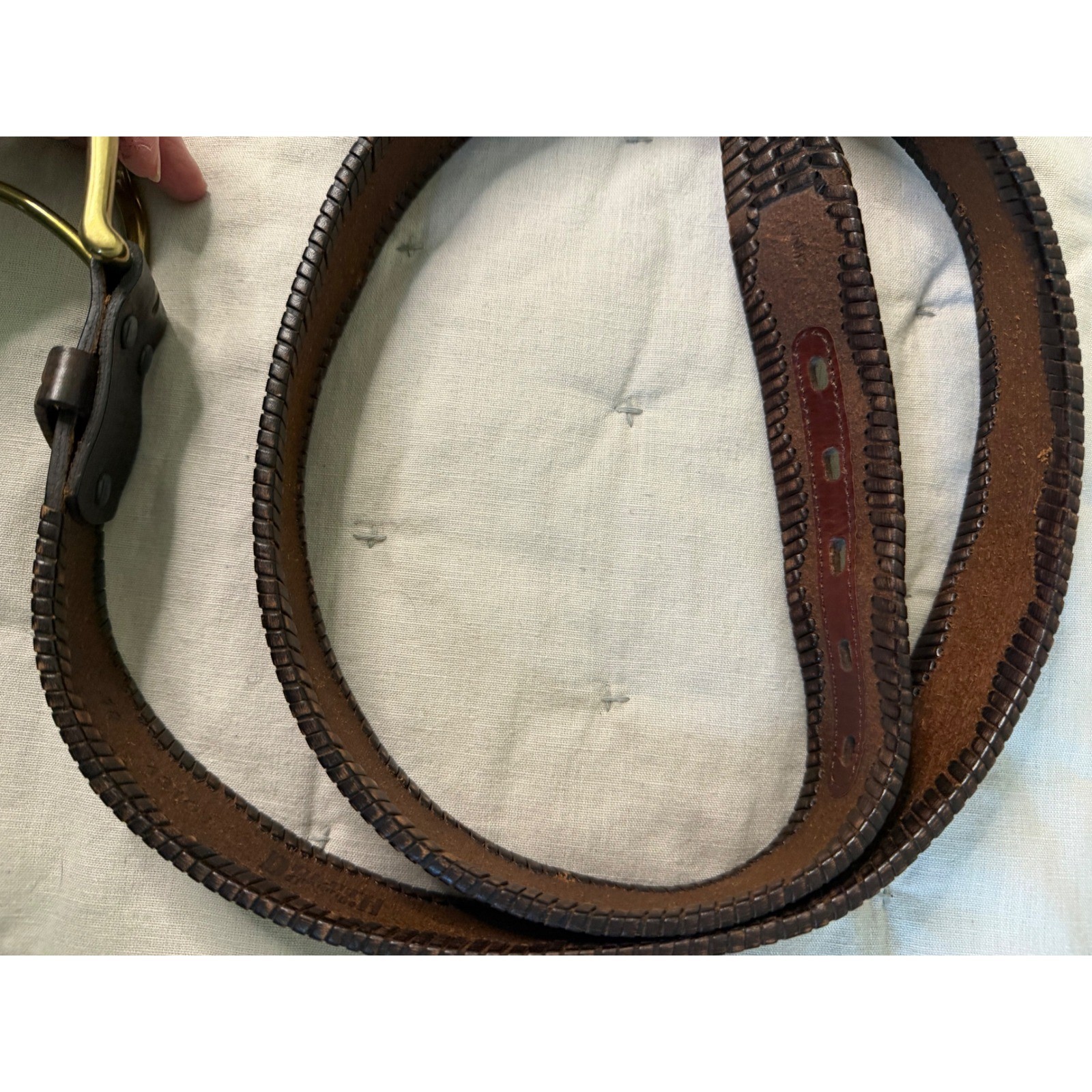 Duluth Leather Belt Mens 44 Brown Braided Solid Brass Boho Western Country