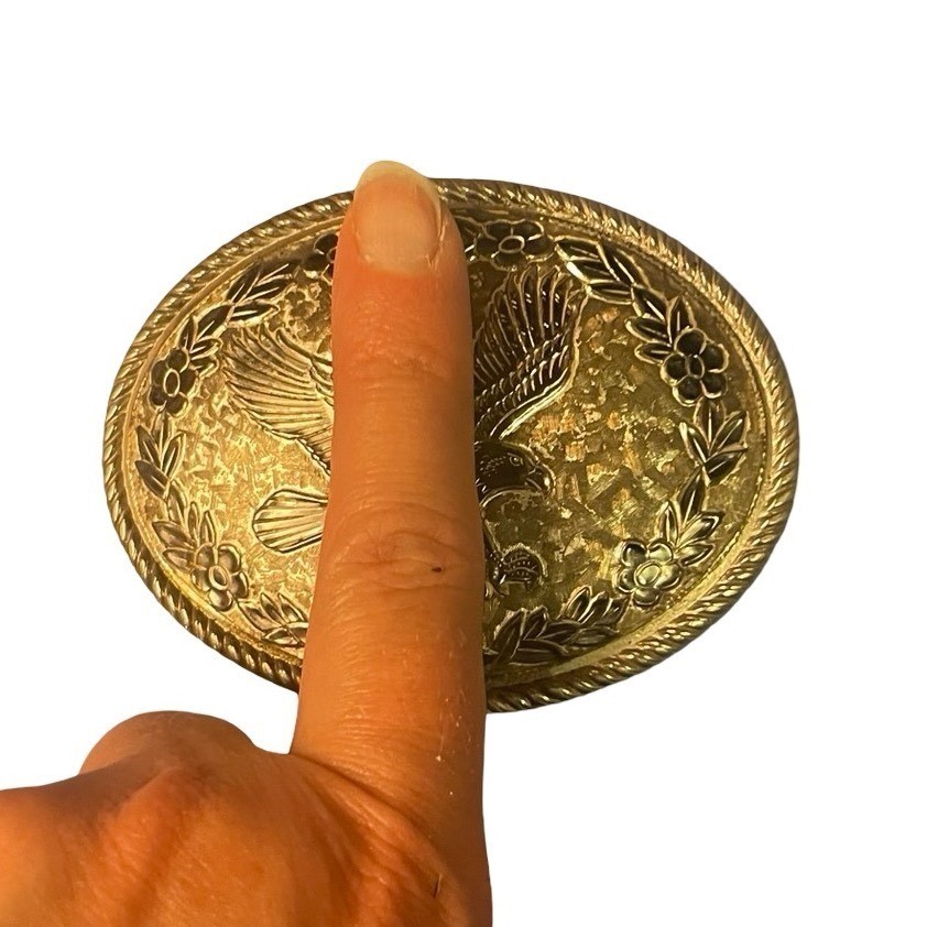 Western Heritage Gold Eagle Belt Buckle Made in USA Floral Rope Edge Solid Metal