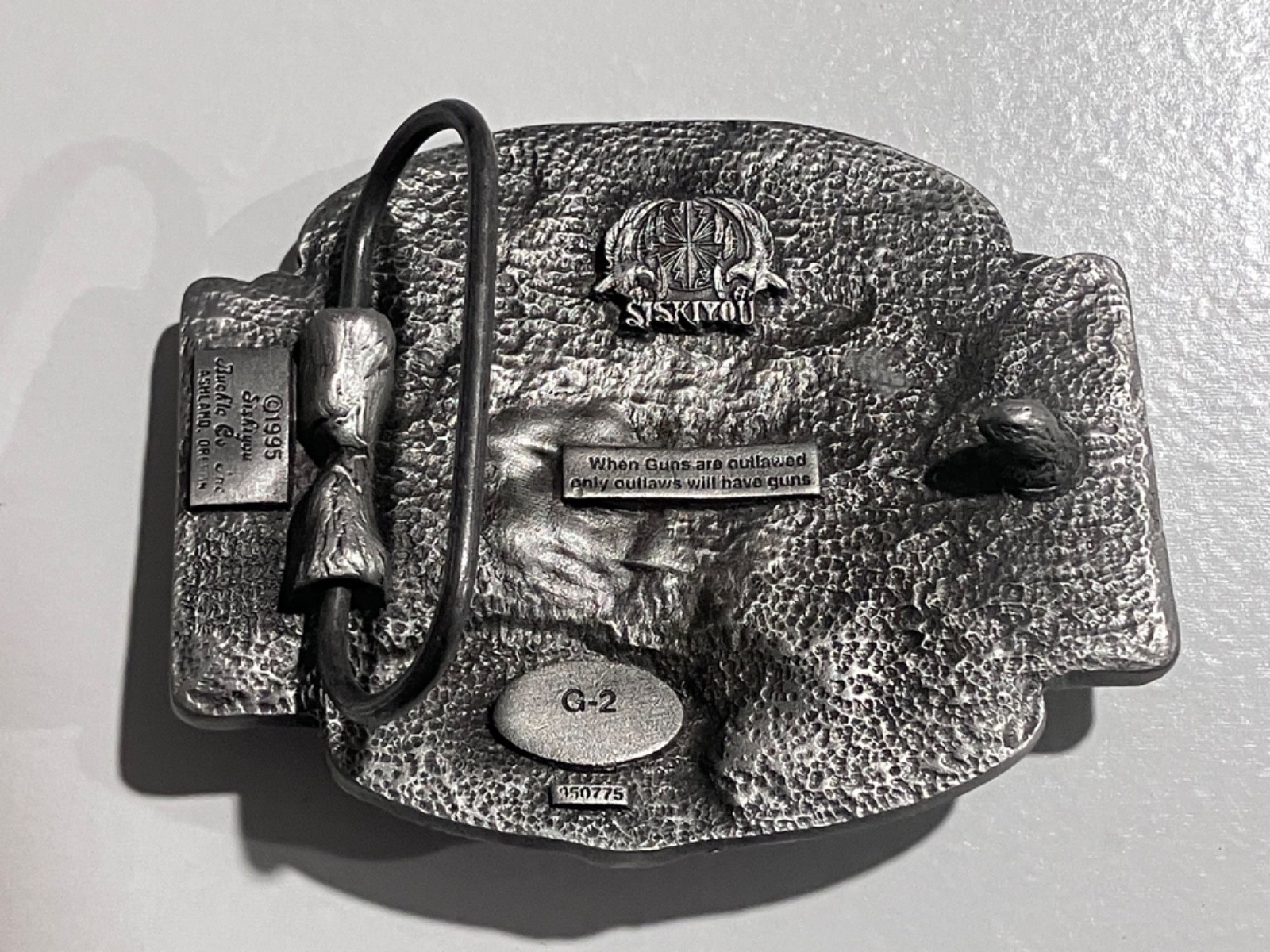 My Gun Pry It From Belt Buckle USA Flag NRA Skull Fight siskiyou Pewter