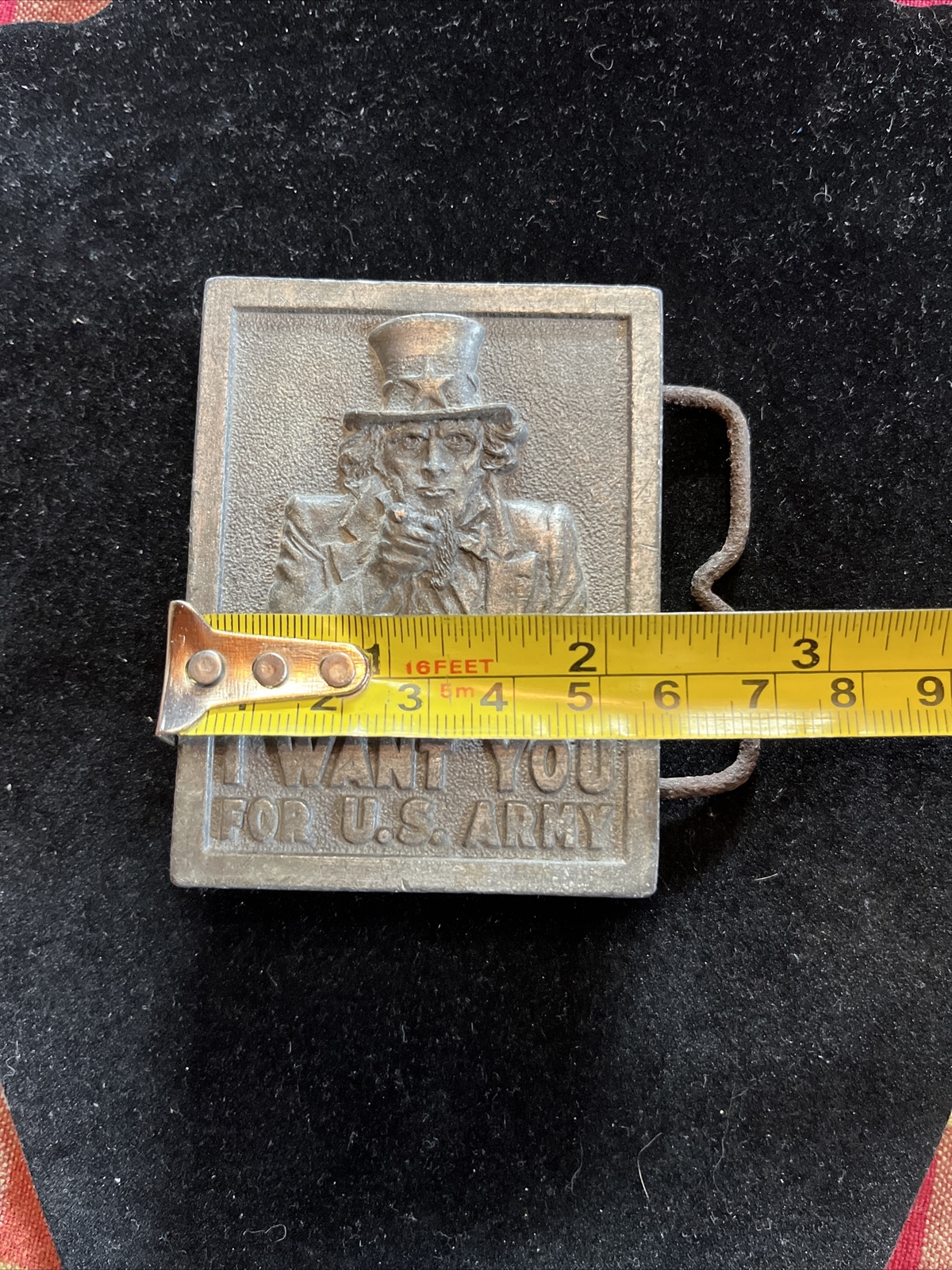 VTG 1975 “I Want You For U S Army » Uncle Sam Belt Buckle Bergamot Brass Works