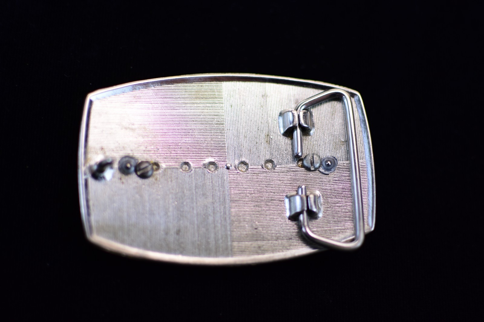 VINTAGE ANTIQUE METAL BELT BUCKLE Two Tone