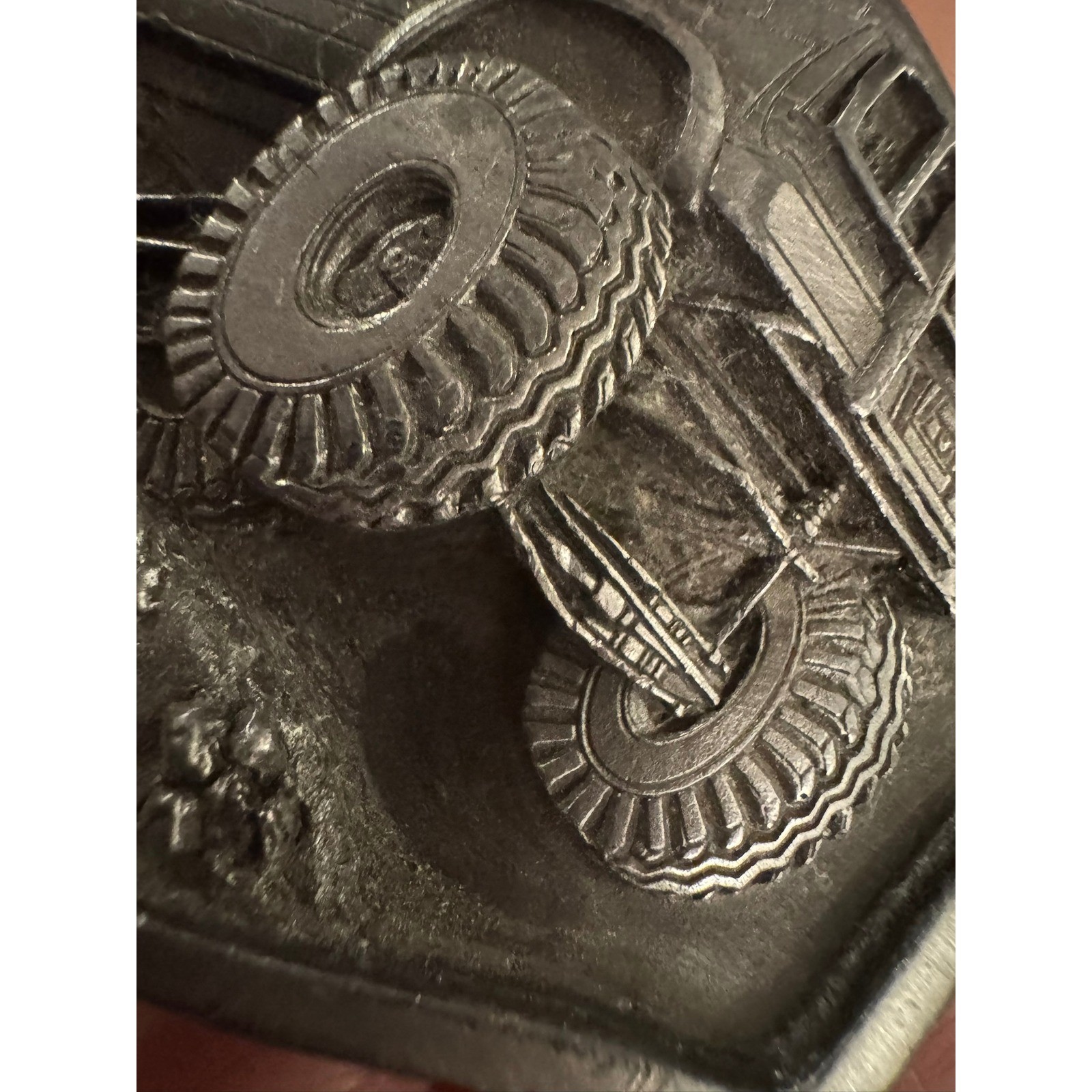 Vintage Monster Truck 4×4 Off Road SUV Belt Buckle Silver Tone 3D Relief 1988