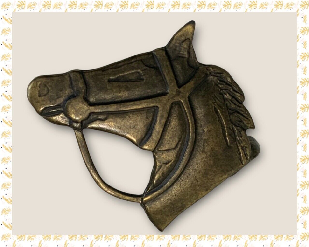 Vtg Horse Head W/Bridle Belt Buckle-Made In Italy – 2½ x 2¼” – 100% Zinc – NWT