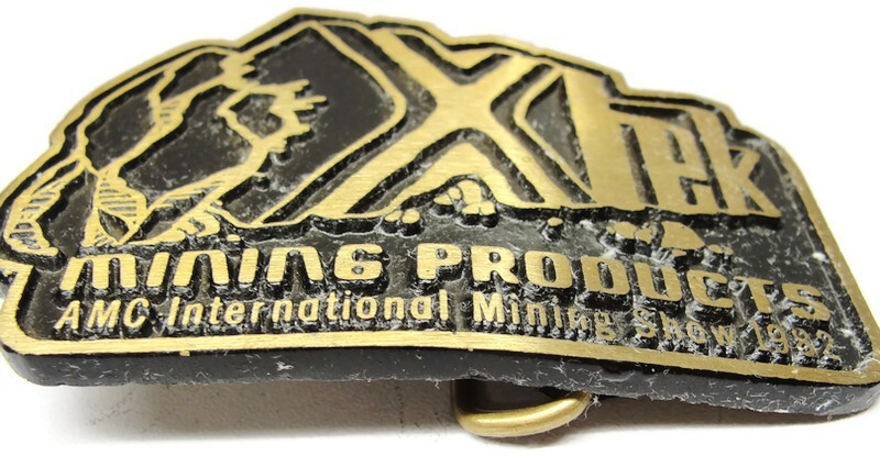 XTek Mining Products Belt Buckle DynaBuckle Limited Edition Solid Brass 1982