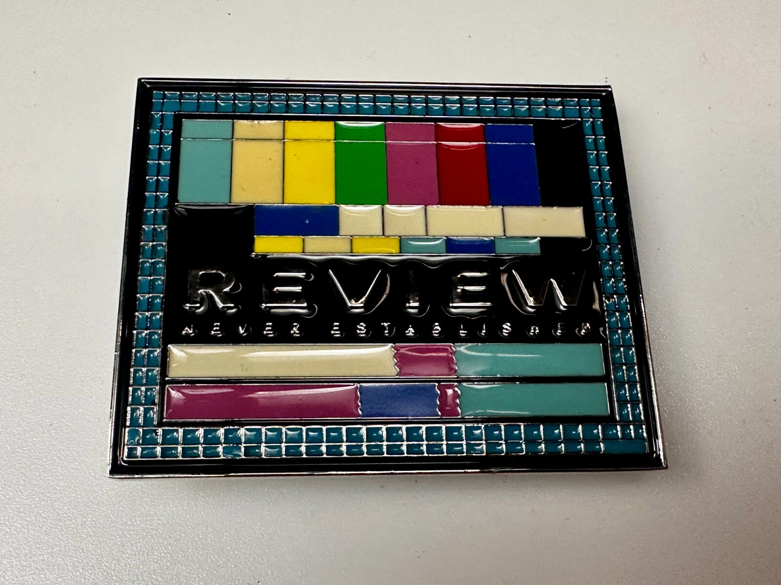 Review Never Established Multi-Colored Enameled TV Bars? Statement Belt Buckle