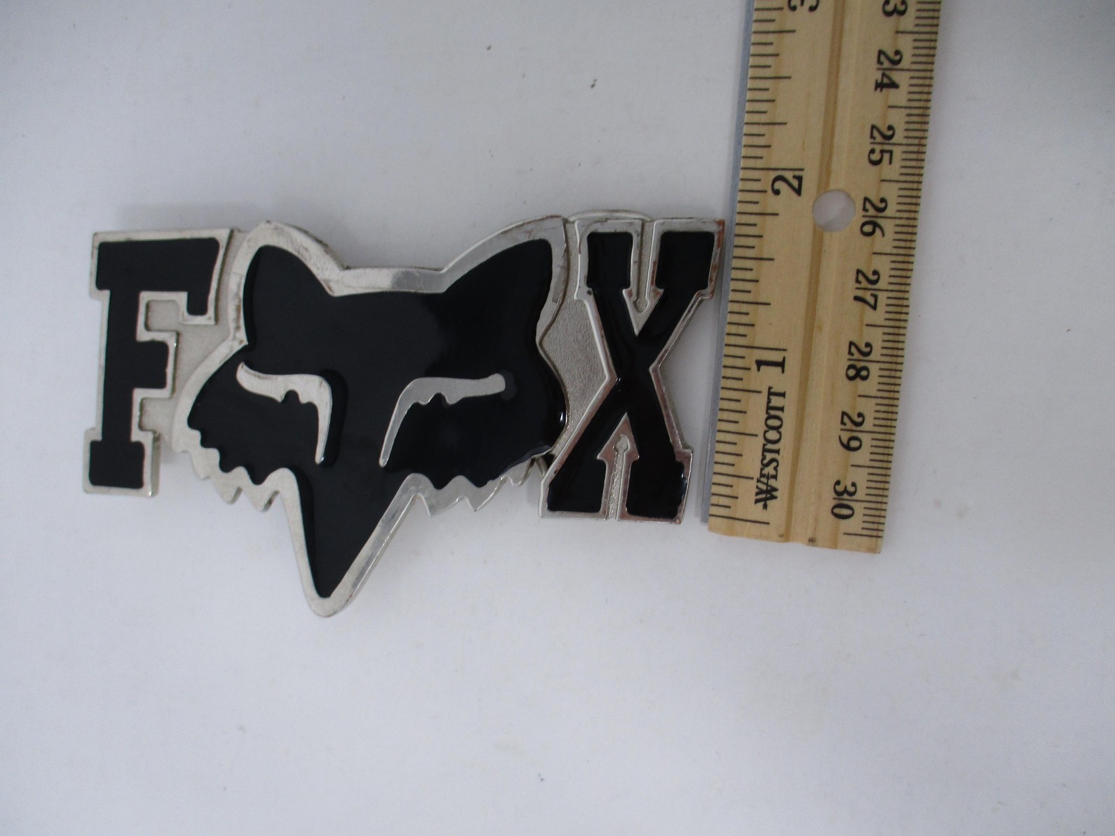 Fox Racing Belt Buckle Mens Black Logo Metal Western 1.5 In Belt Shiny