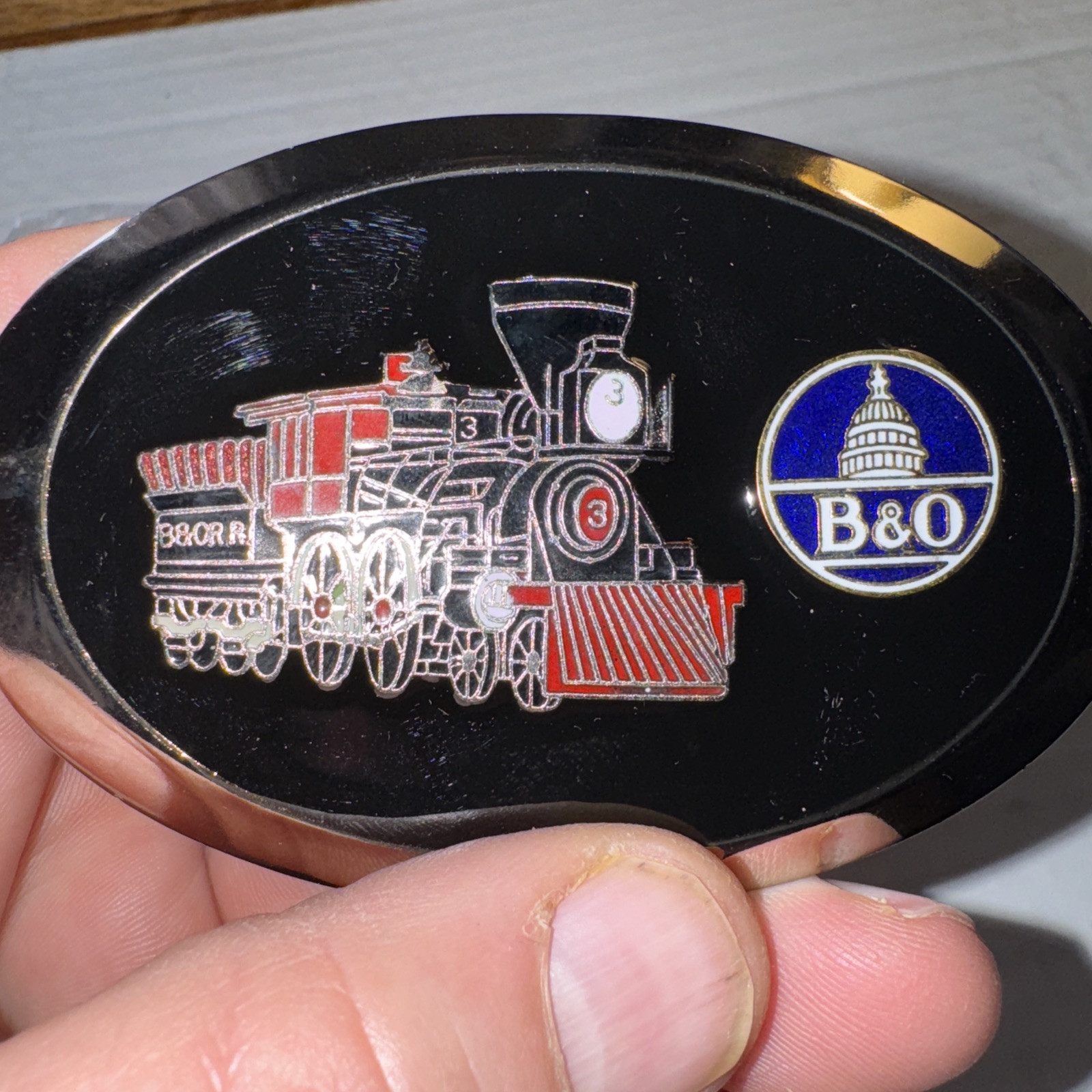 B&O Locomotive Engine RAILROAD BELT BUCKLE Rare Free Shipping