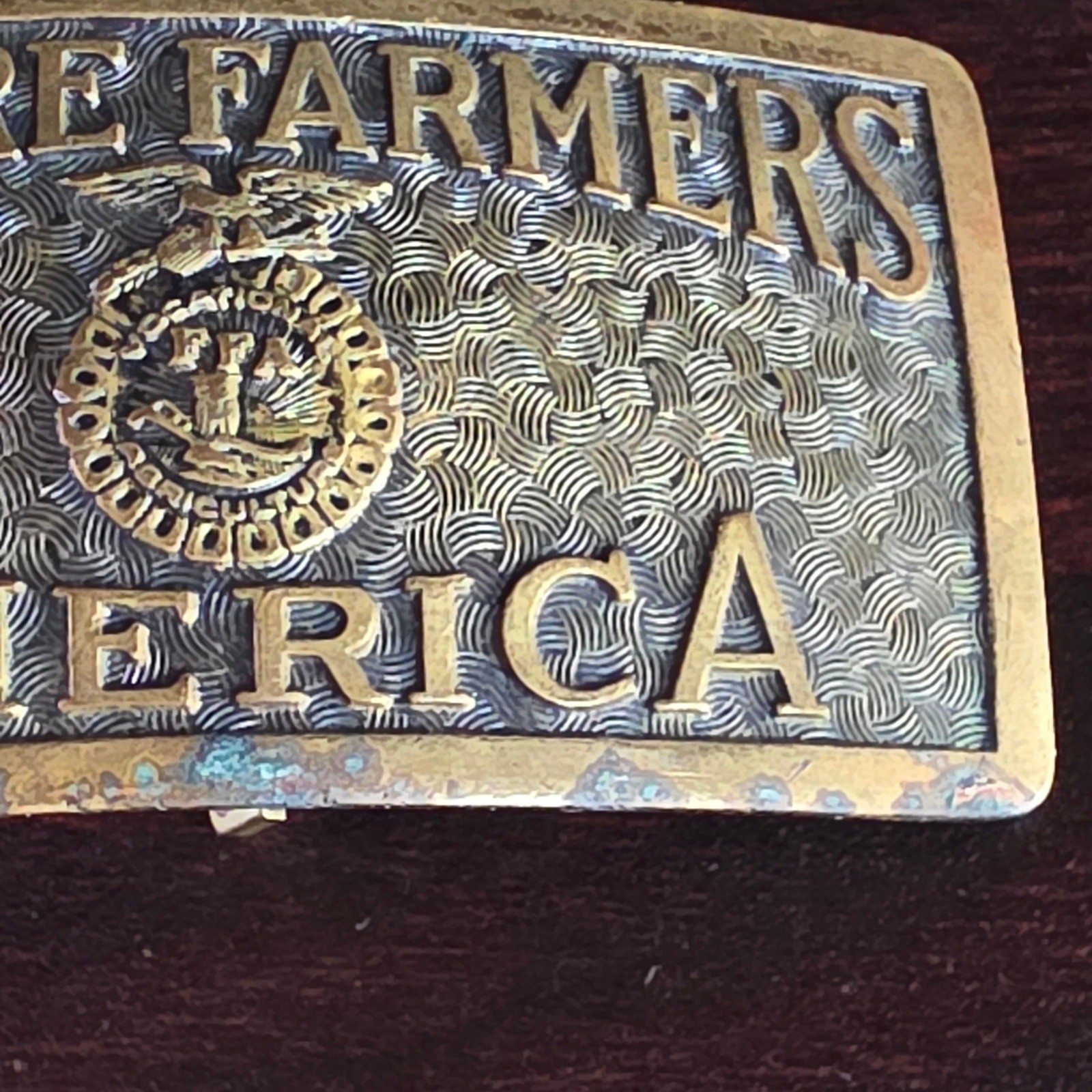 FFA Future Farmers of America Belt Buckle Gold Tone Brass USA Made Education