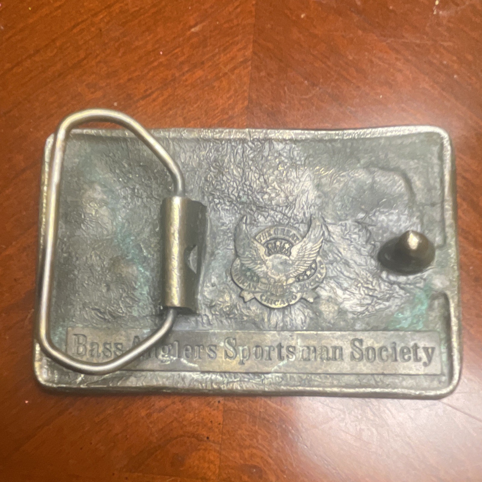 Vintage B.A.S.S. Brass Belt Buckle 80s Great American Buckle Co Chicago Fishing