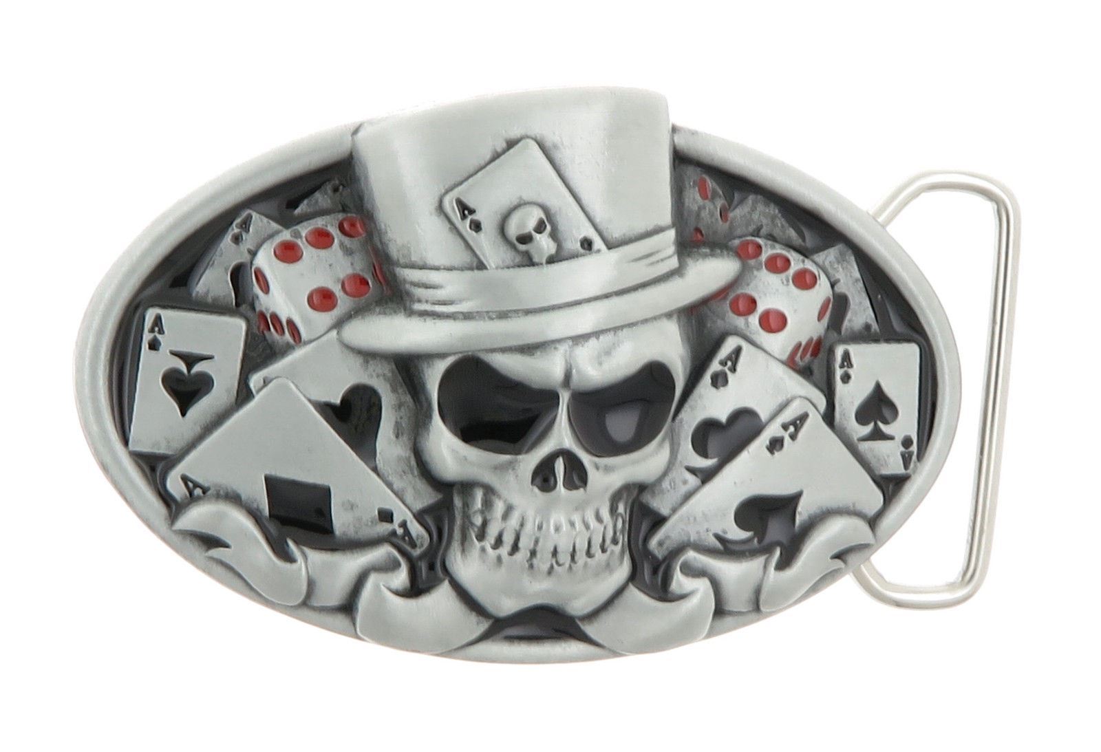 Dice Skull Poker Cards Enamel Metal Belt Buckle