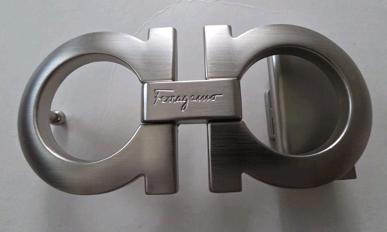 AUTH. SALVATORE FERRAGAMO SILVER GANCINI BELT BUCKLE FOR 1.3&Prime; WIDE BELT STRAP