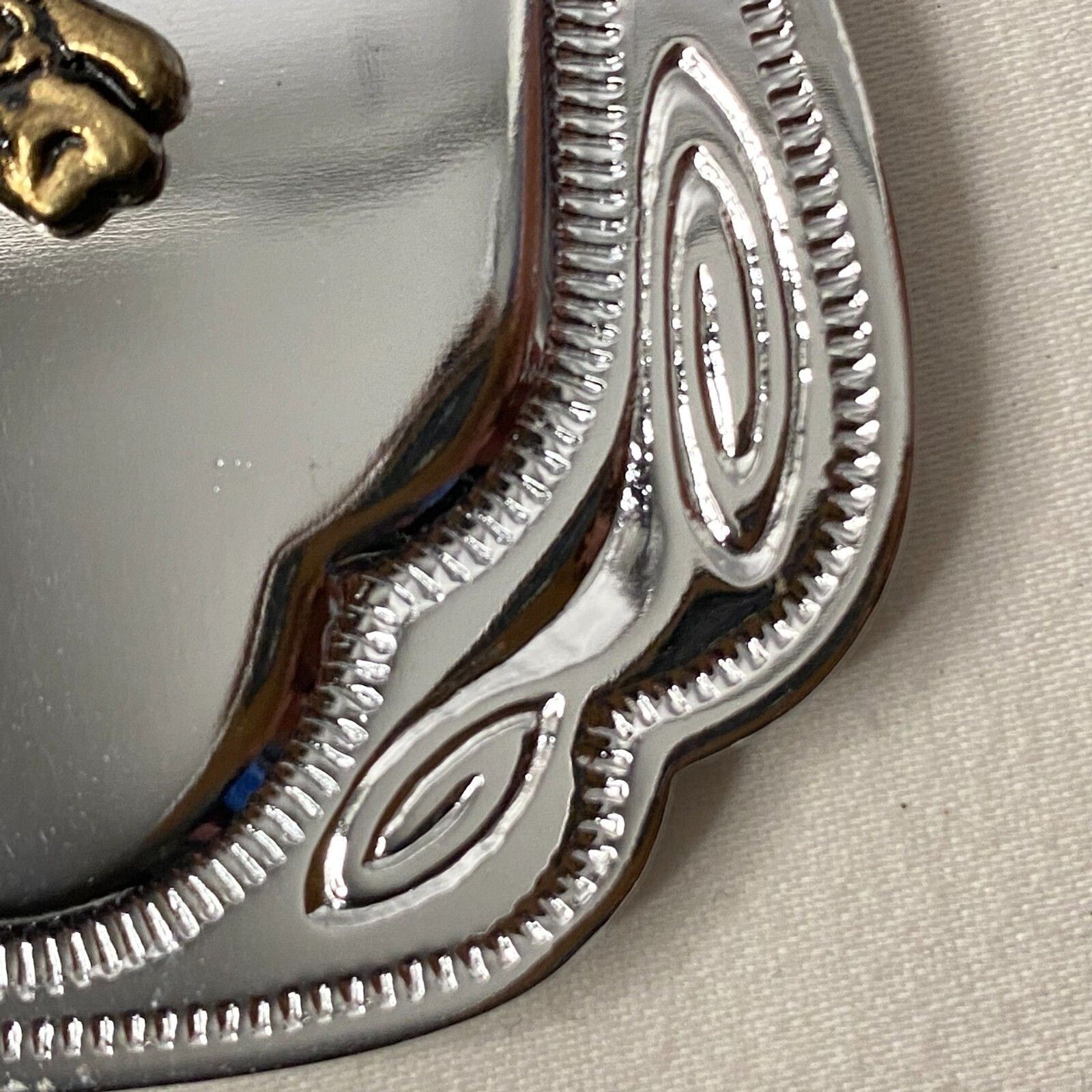 Bronze Horse And Horseshoe Embossed Silver Tone Belt Buckle Western