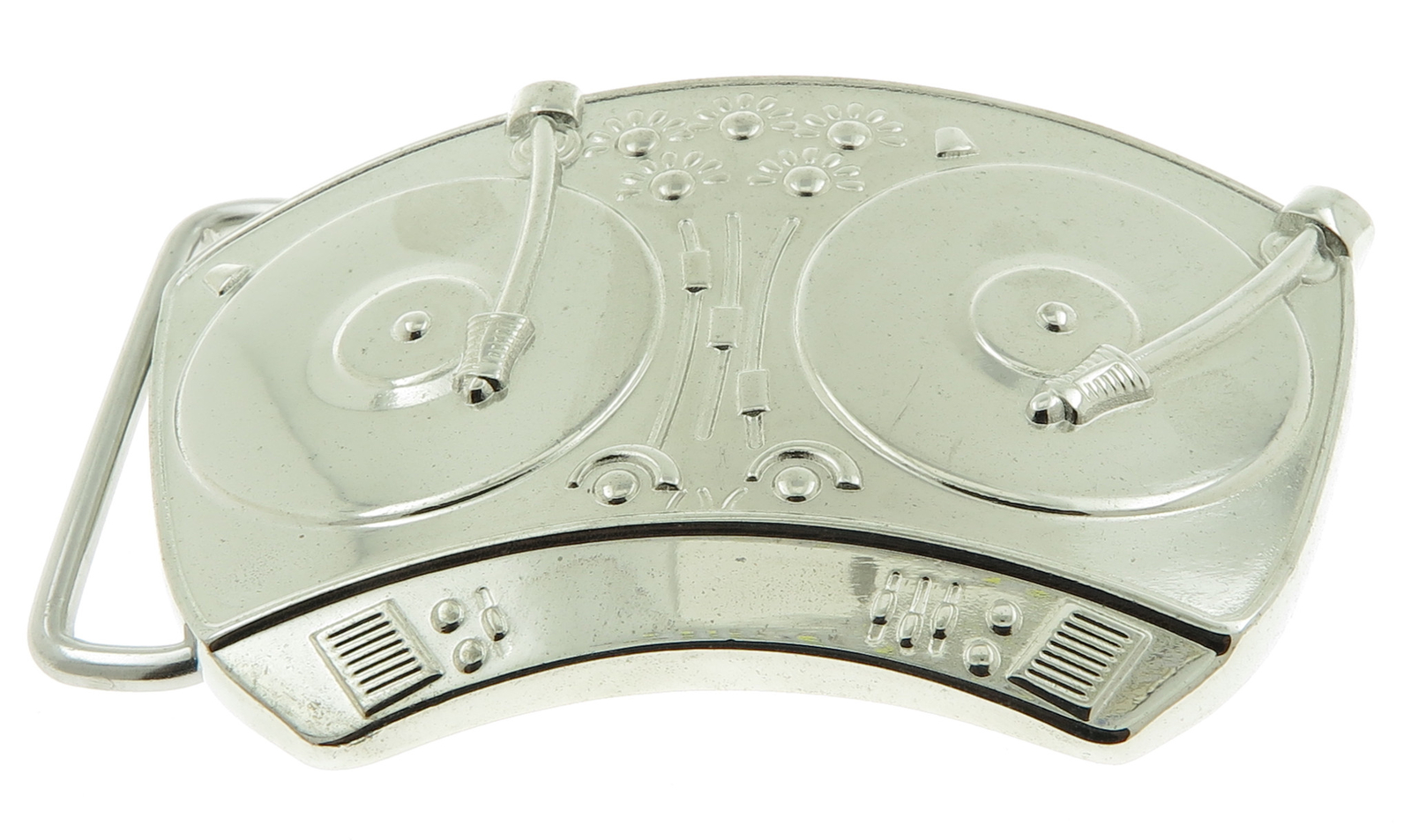 DJ Music Turntable Chrome Silver Metal Belt Buckle