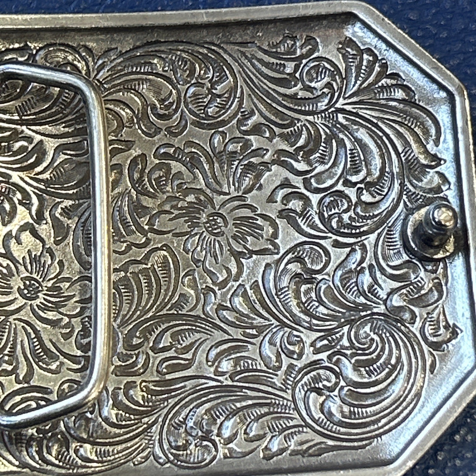 Ariat Logo Western Belt Buckle Floral Silver & Gold tone
