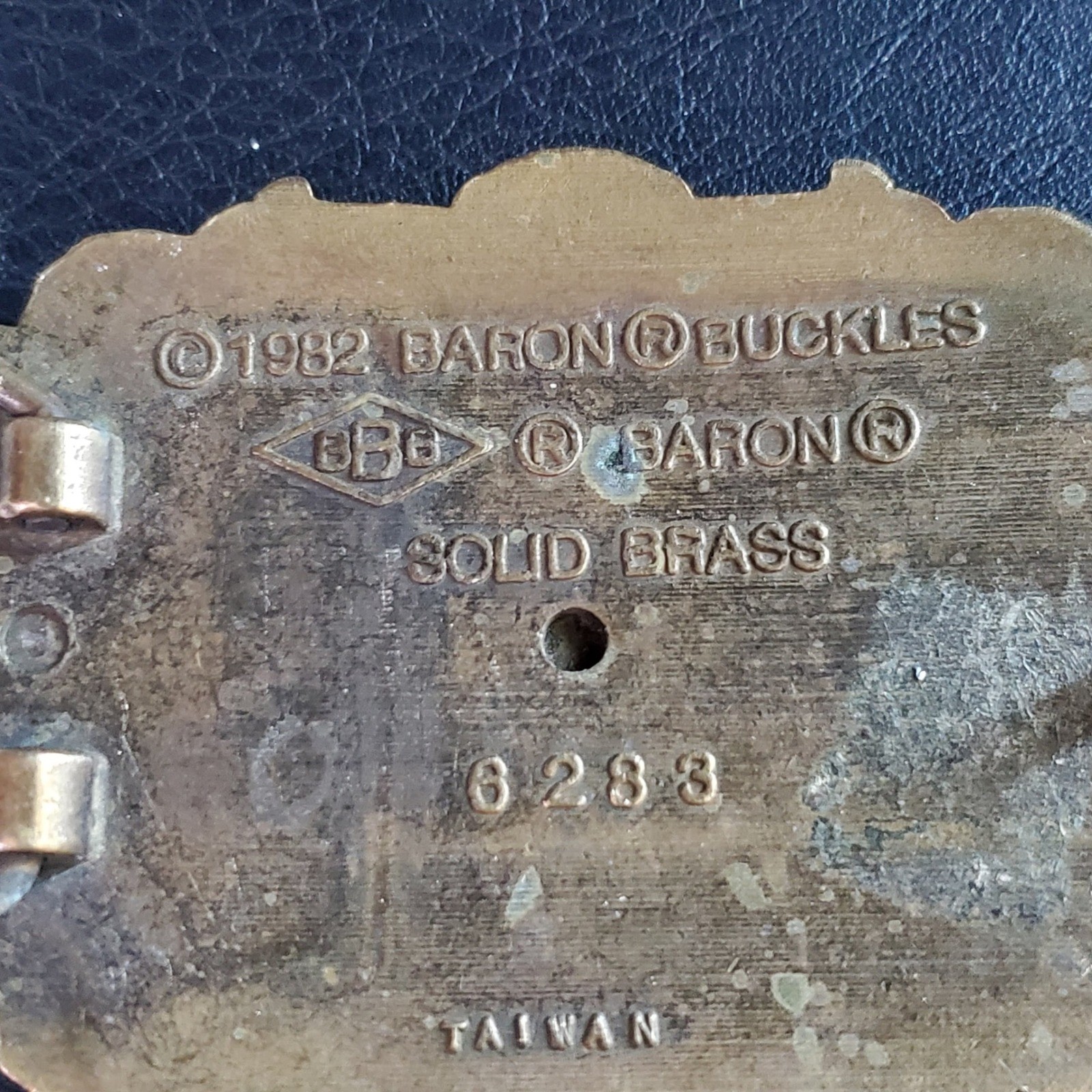 Vintage 1982 Baron Buckles Solid Brass Bull Head Belt Buckle Ornate Rancher