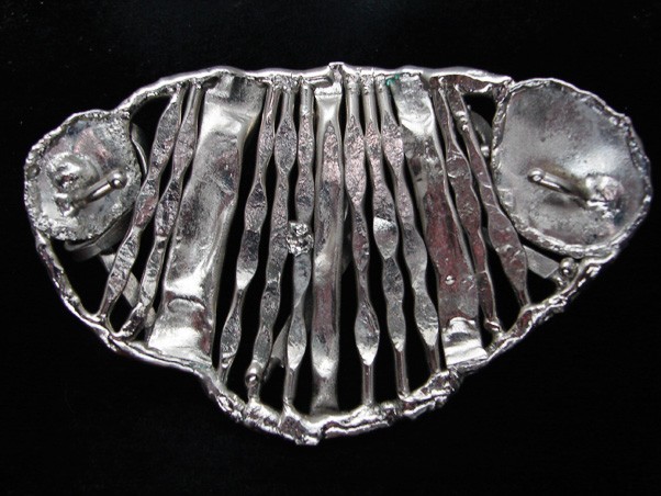 QK11172 *NOS* REALLY COOL **ABSTRACT ARTWORK** STAINLESS STEEL BELT BUCKLE