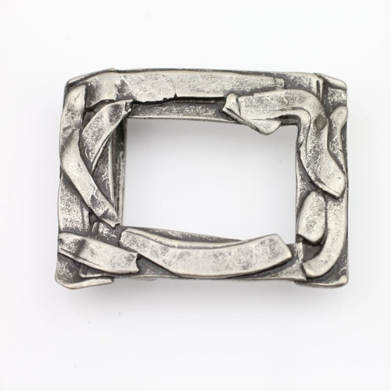 Antique Silver Rectangle Belt Buckle, Handmade Buckle For Snap Belts