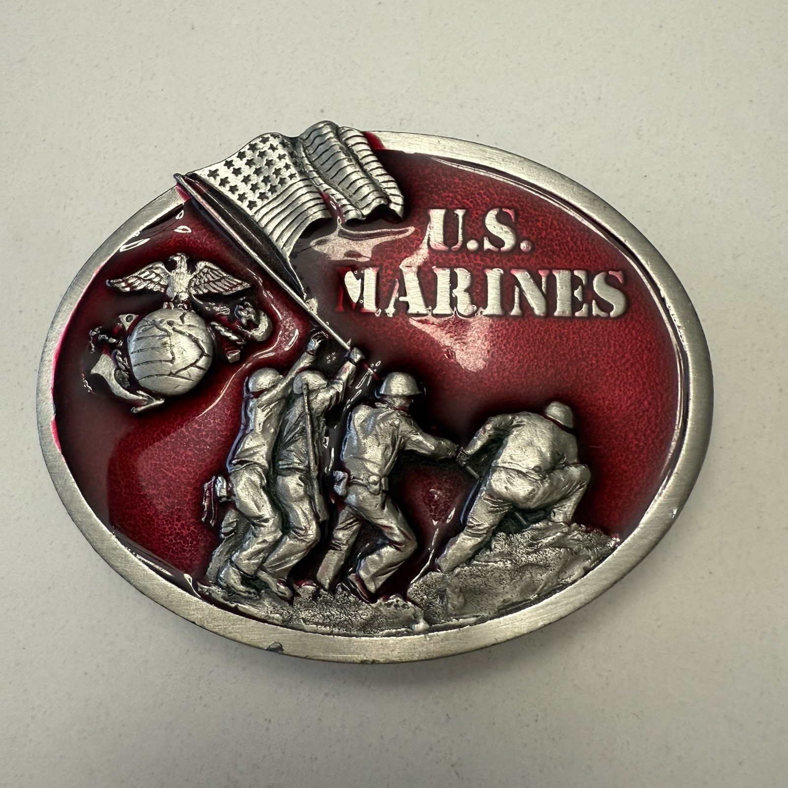 Vintage 1982 US Marines Belt Buckle Iwo Jima Bergamot Brass Works The Few The Pr