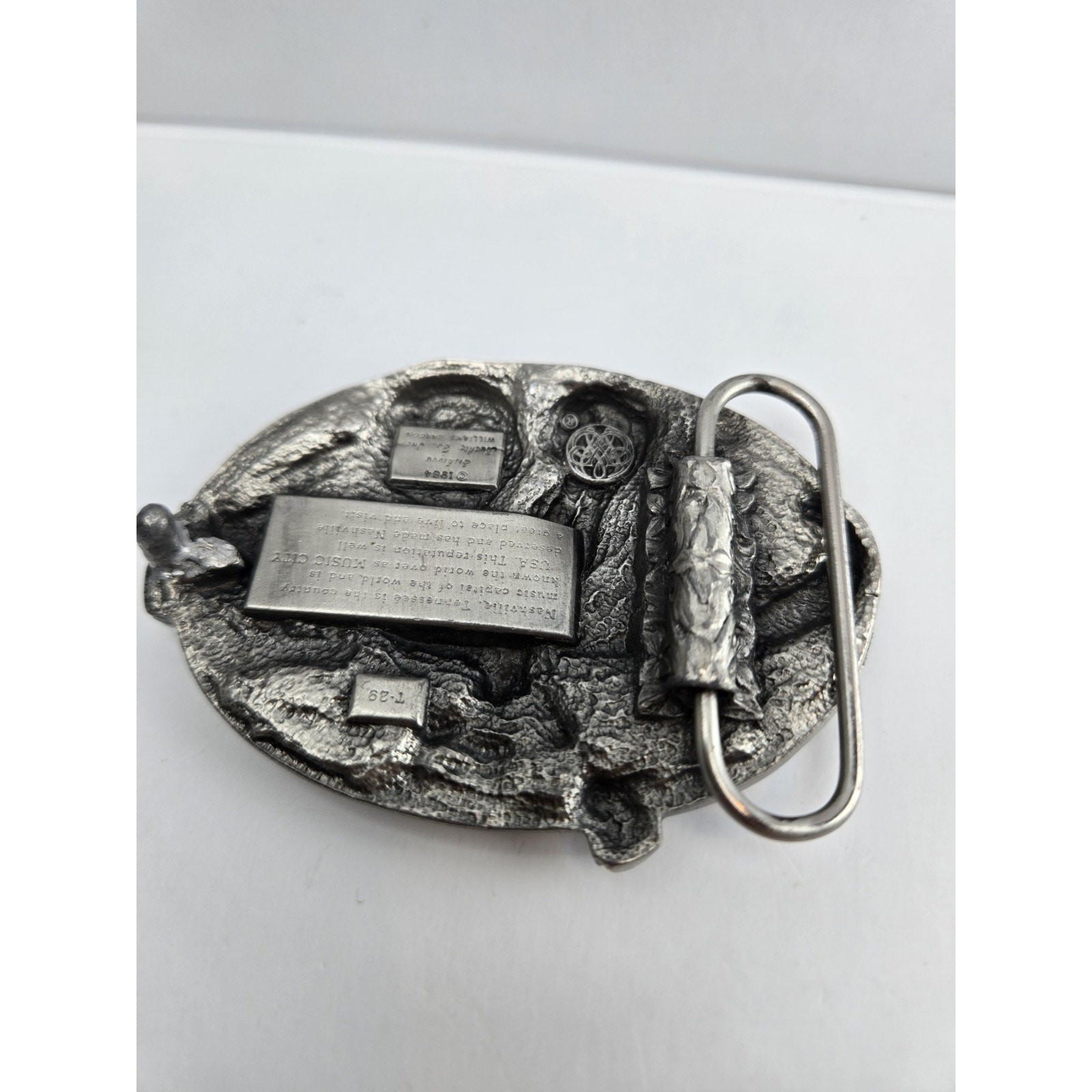 Vintage 80s Pewter Music City USA Nashville Made by Siskiyou Buckle Co. Inc 1984