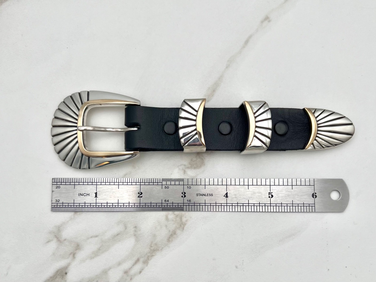 BG Mudd BGM .925 Sterling 14K Gold Tom Taylor Santa Fe 1” buckle set