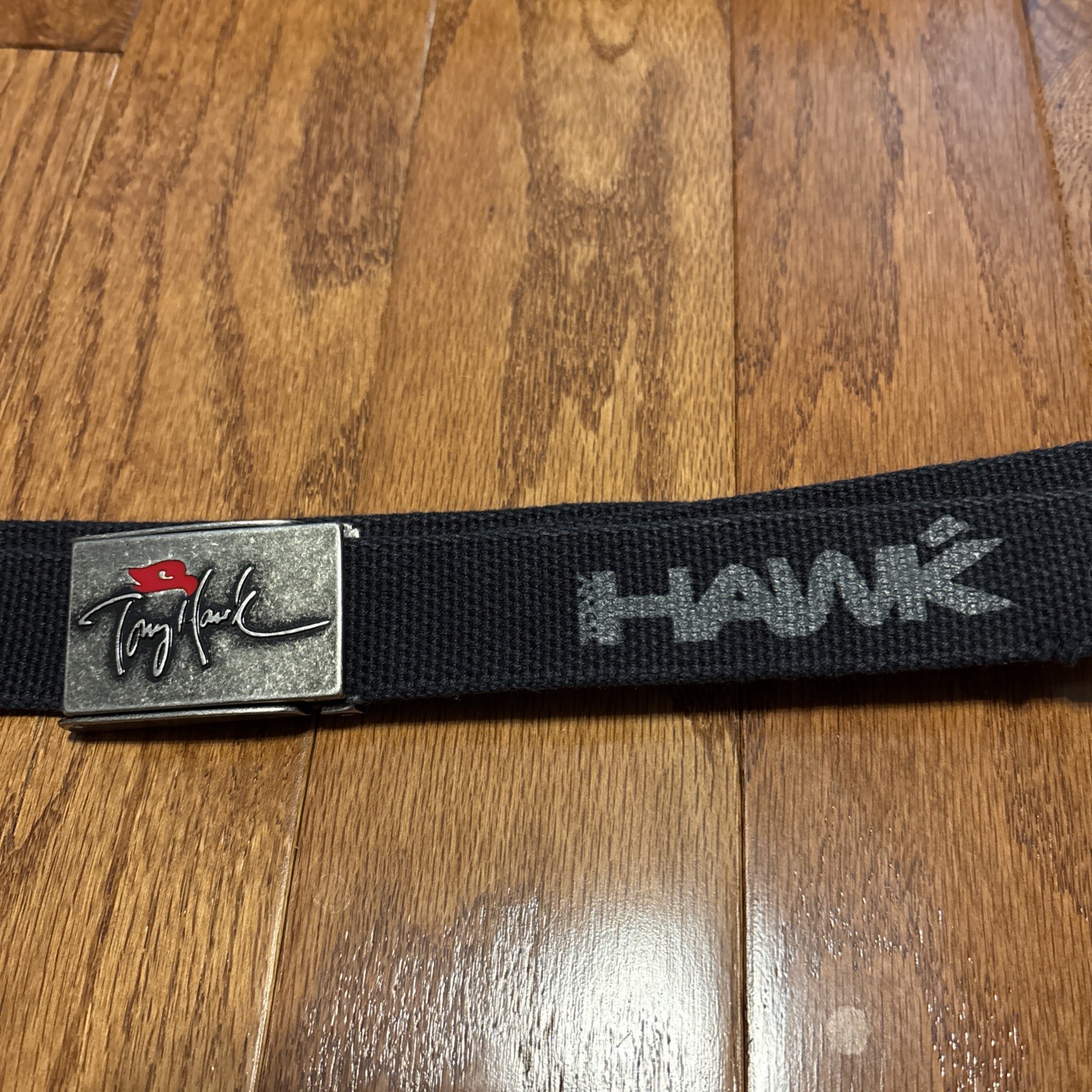 Vintage Tony Hawk Black 36&Prime; Web Belt Metal Buckle Red Hawk Skateboarding