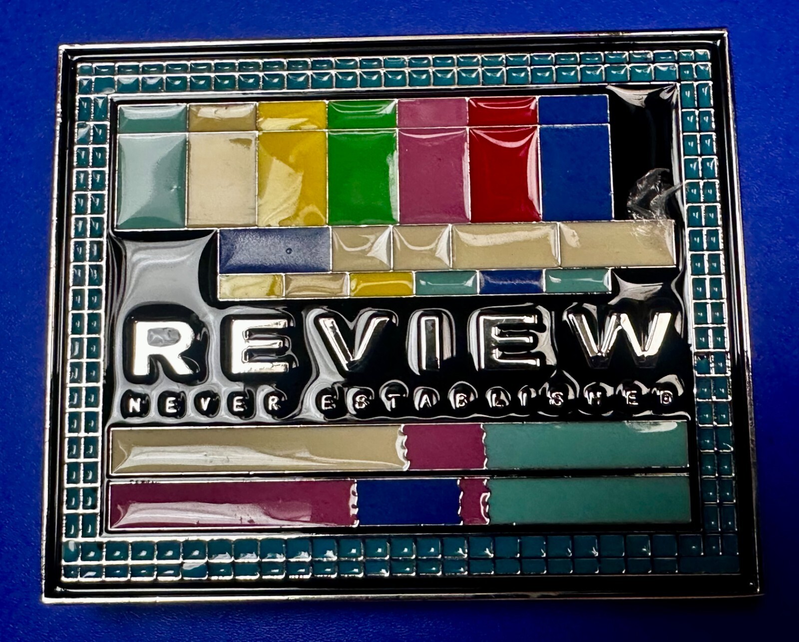 Review Never Established Multi-Colored Enameled TV Bars? Statement Belt Buckle