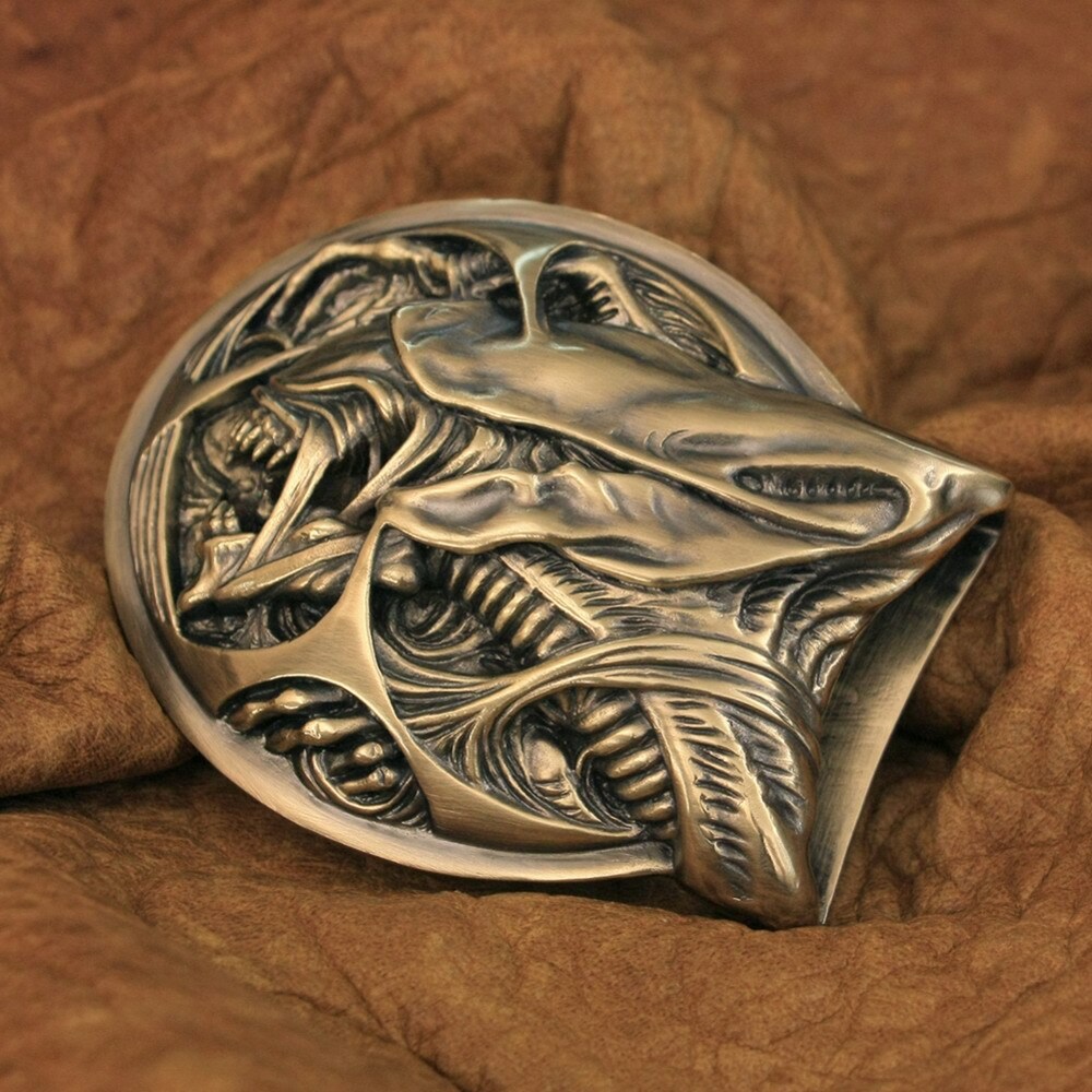 Brass Good Details Handmade AVP Alien Belt Buckle Punk DIY Accessory TA301D
