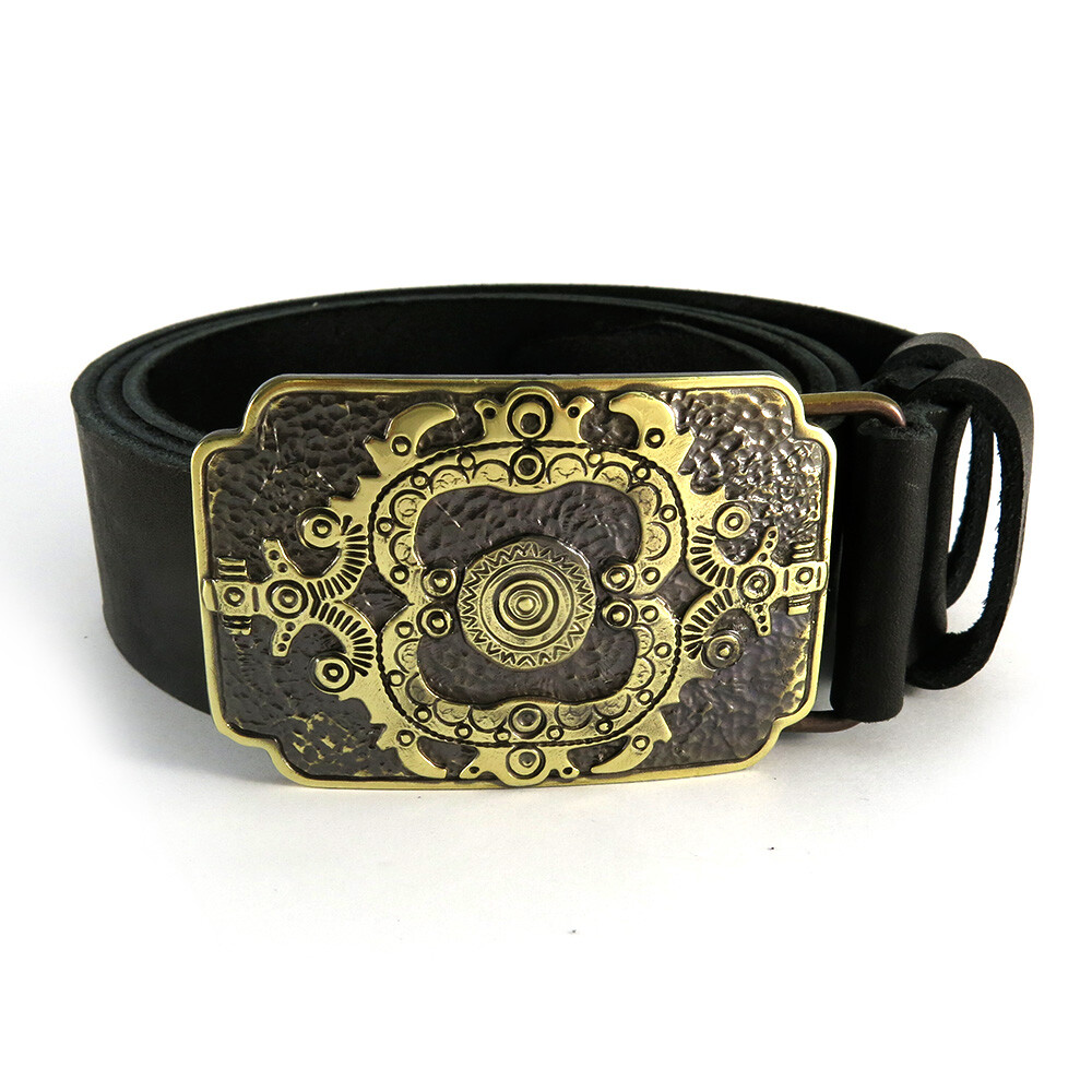 Brass belt buckle Sun, Ornamental, Christian, Ukrainian traditional cross amulet