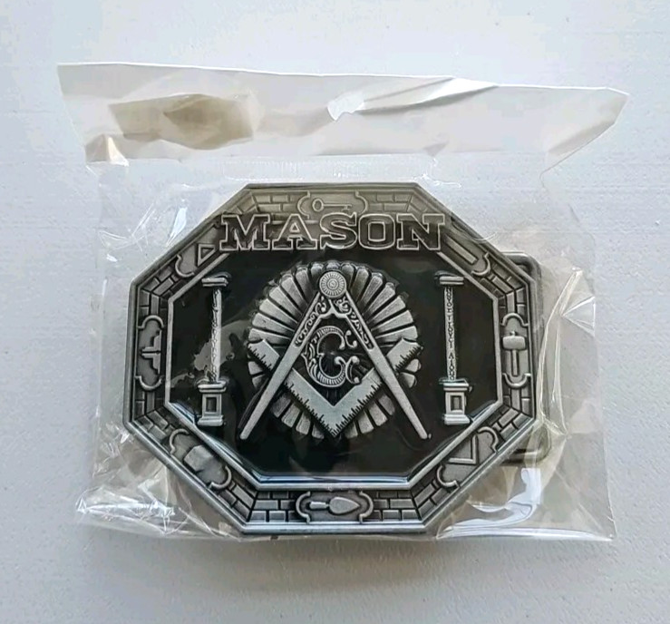Mason Masonic Freemason Freemasonry Metal Belt Buckle NEW Black and Silver