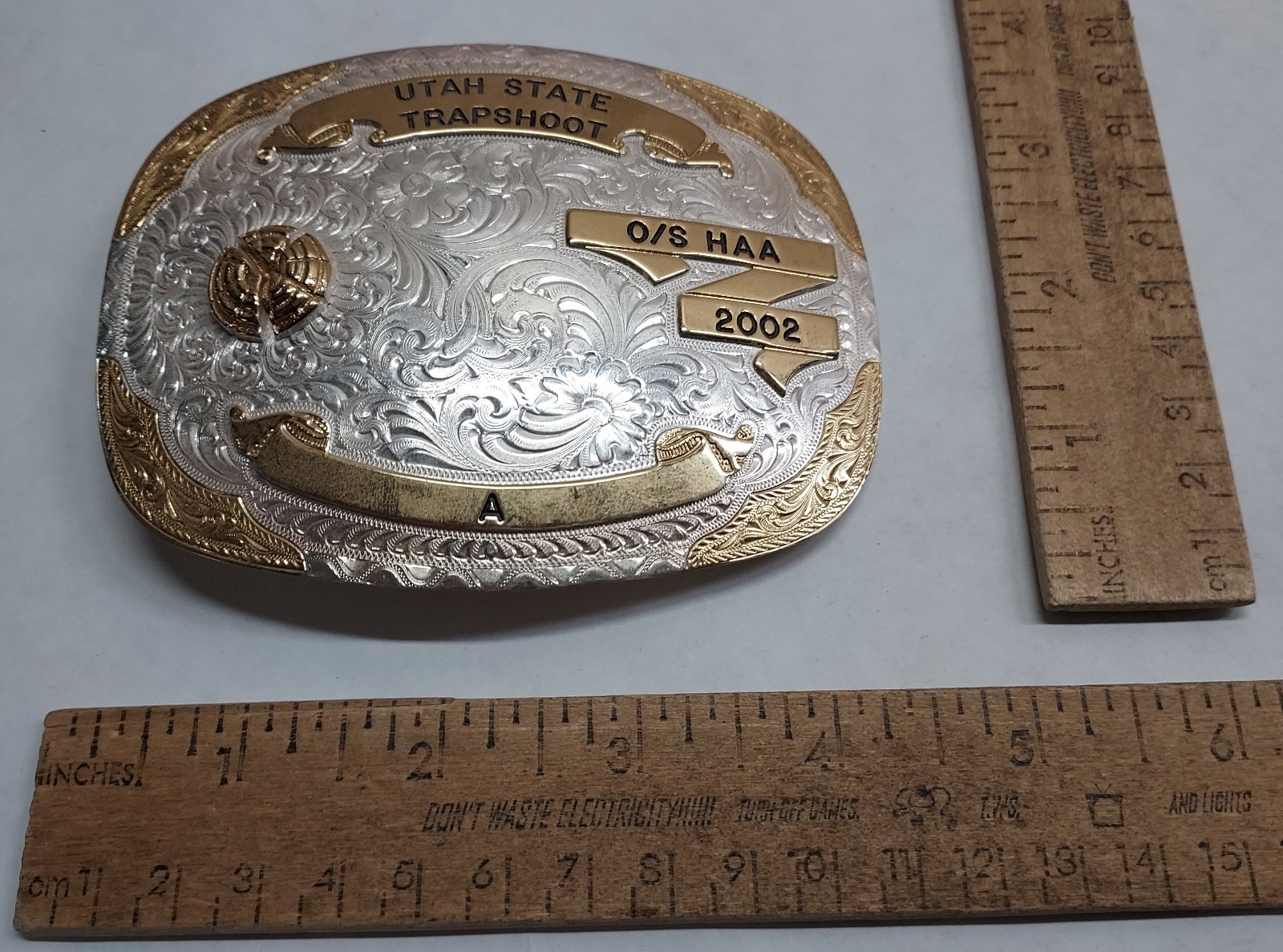 2002 UTAH STATE TRAPSHOOT – O/S HAA – A – BELT BUCKLE – listing # 9559