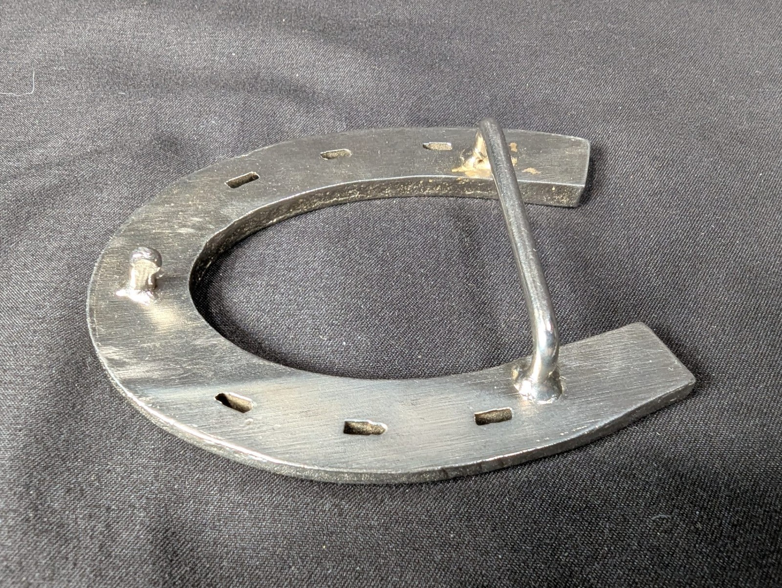 Vintage Horseshoe Belt Buckle Western Style Cast Metal Rustic Accessory Good