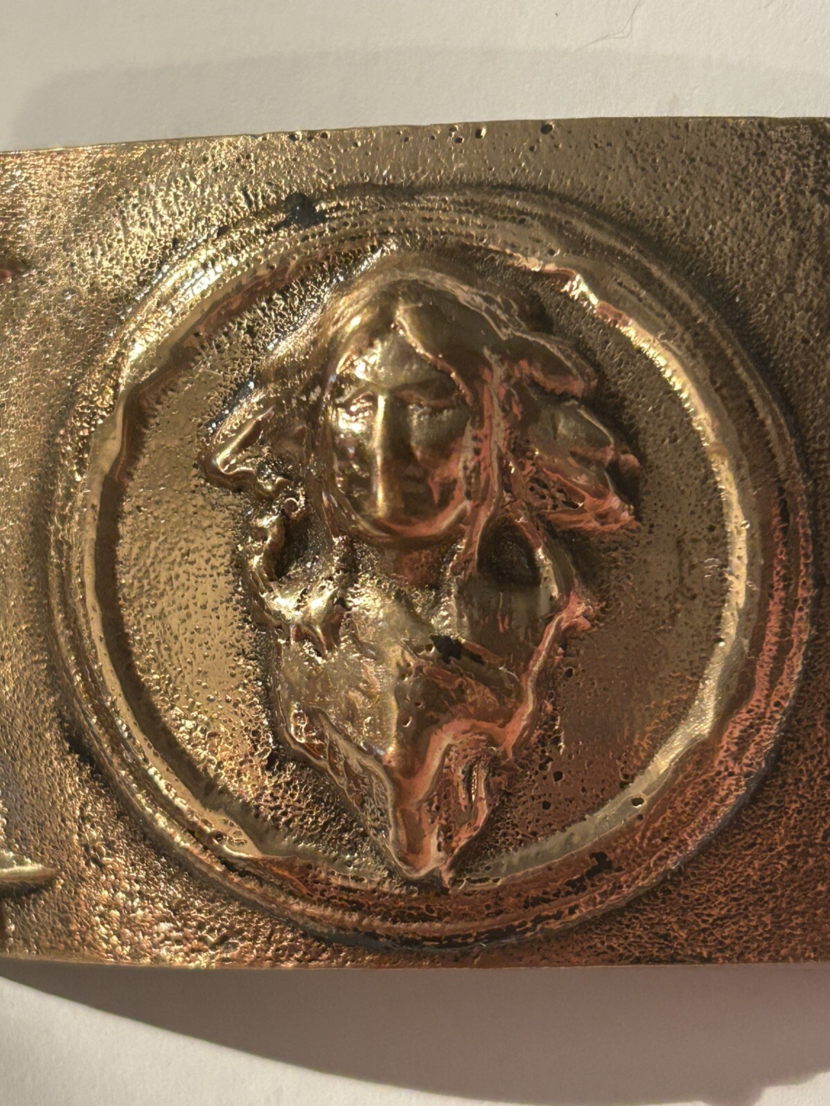 Vintage Native American Indian Chief Brass Belt Buckle USA 3.25×2 in **Read cond