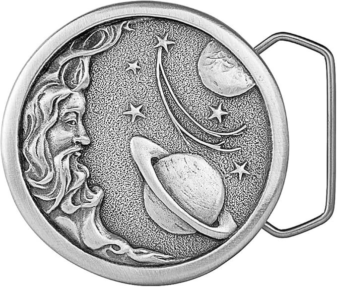 Vintage 1970s Design Solid Pewter Man in the Moon Belt Buckle – USA Made
