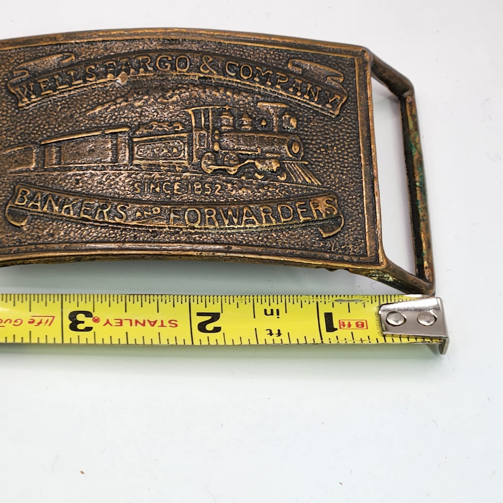 Vintage Wells Fargo & Company Stage Coach Banker Forwarders Bronze Belt Buckle