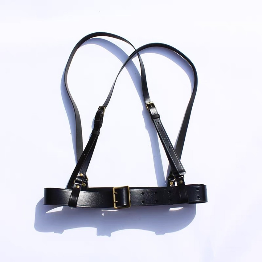 CHINESE ARMY PLA ARMED MILITARY TACTICAL OFFICER LEATHER BELT AND SUSPENDERS SET