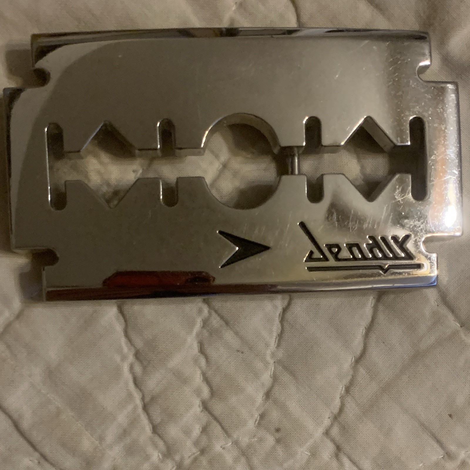 Men&rsquo;s Silver Metal Razor Blade Slide Belt Buckle, Rectangular.