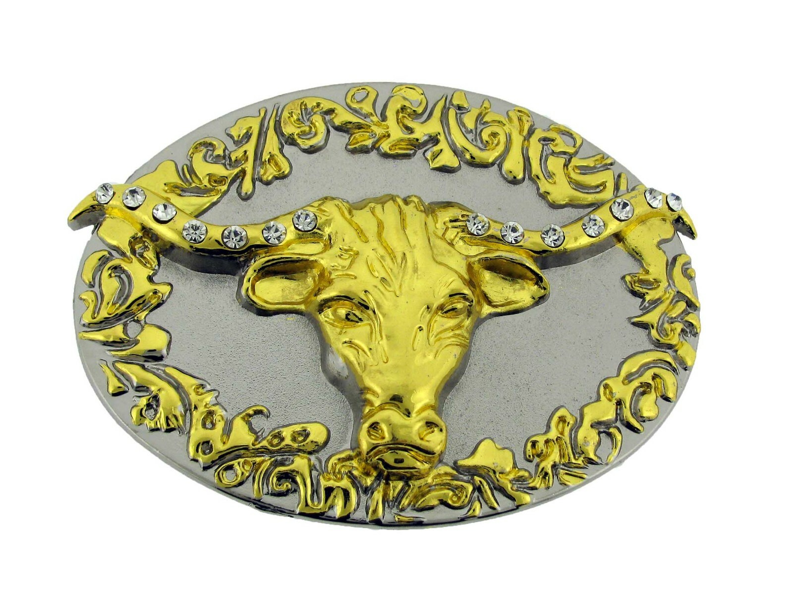 Bull Longhorn Buffalo Ox Antiqued Men Women Skull Belt Buckle Rodeo Metal Heavy.