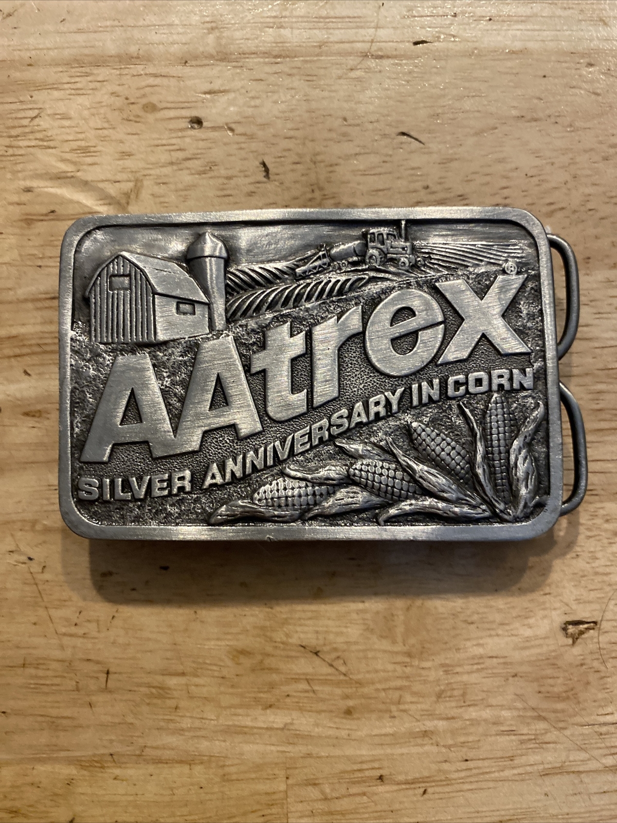AAtrex Vintage Belt Buckle Seed Corn Farm Rodeo Farmer Collector Patina Rancher