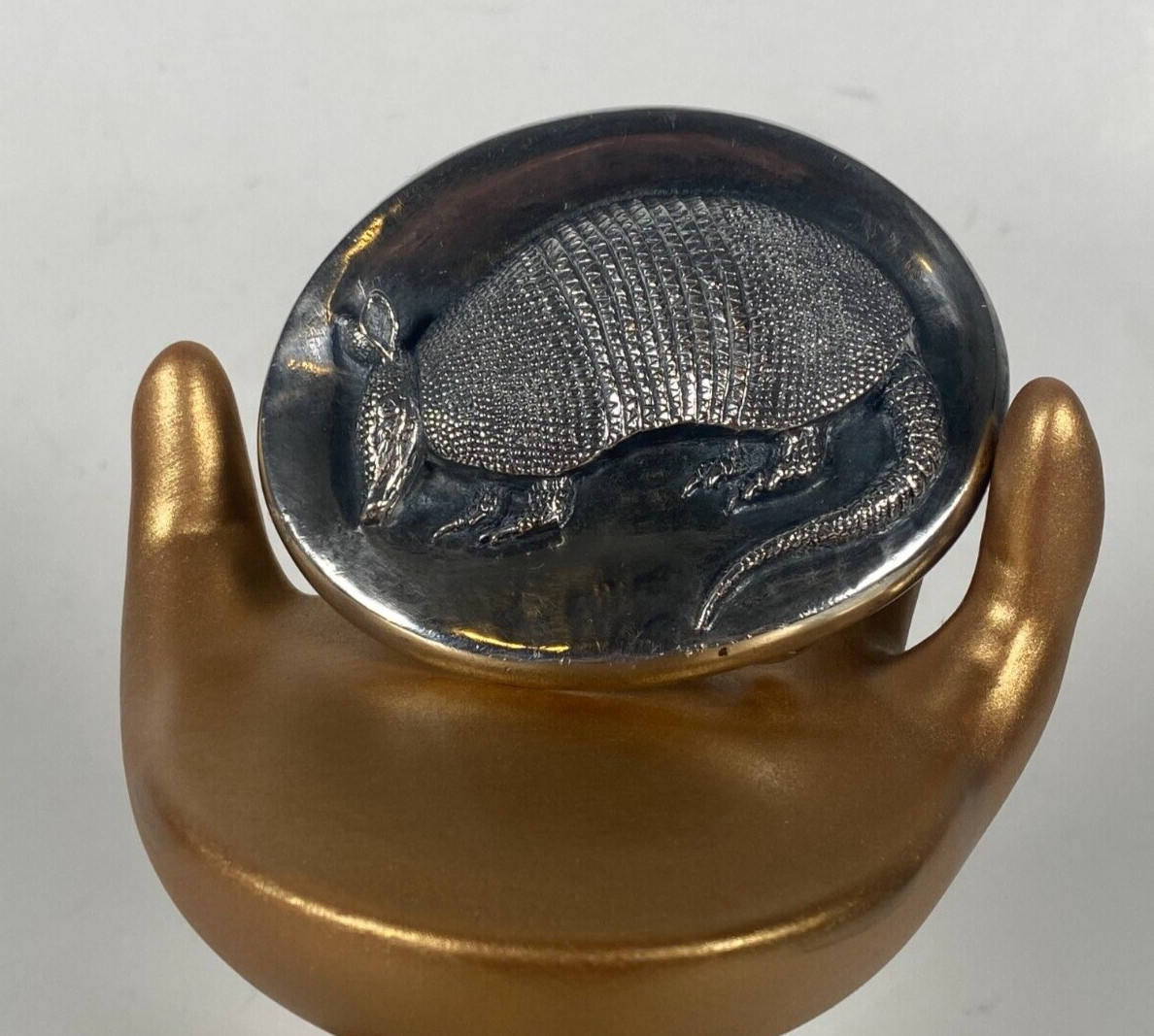 Vtg James Avery 9 Banded Armadillo Sterling Silver Belt Buckle Retired AMAZING