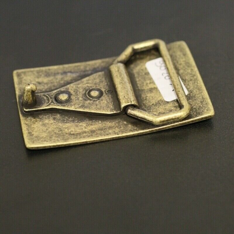 Rectangular Metal Effect Spiral Ornament Belt Buckle, Antique Brass