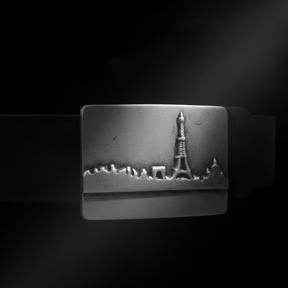 Paris City Silhouette Belt Buckle Skyline Metal Modern Urban Design