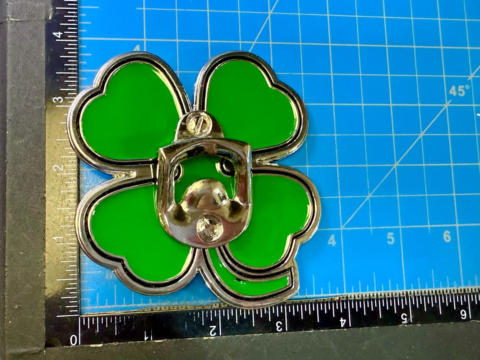 Lucky Four Leaf Clover Enameled Shamrock Large Belt Buckle with Bottle Opener